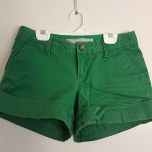 Green jean shorts